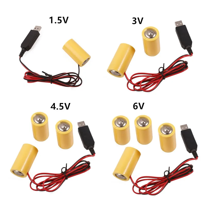 

LR14 C Battery Eliminator USB Power Supply Cable Replace 1 to 4pcs 1.5V C Battery for Radio Electric Toy Clock LED Strip Light