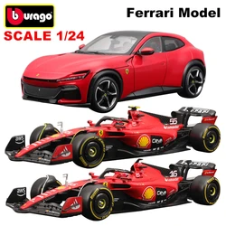 Bburago 1:24 Diecast Car Ferrari Model Alloy Sport Vehicle Toy Miniature Children Collectibles Birthday Gift for Kids Adults