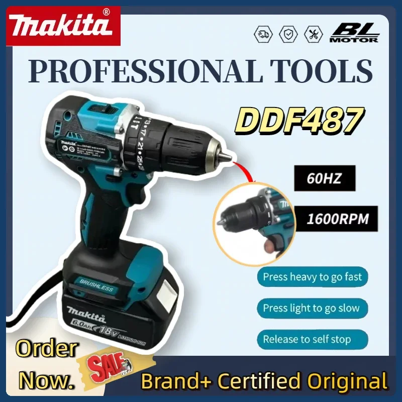 

Makita DDF487 Cordless Impact Drill Brushless Handheld High Torque Electric Screwdriver Electric Drill For Makita Battery