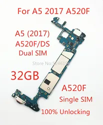 1pcs 100% Unlocking Motherboard Chip System Logic Board For Samsung Galaxy A5 2017 A520F A520F/DS A520S/K/L Replace Part