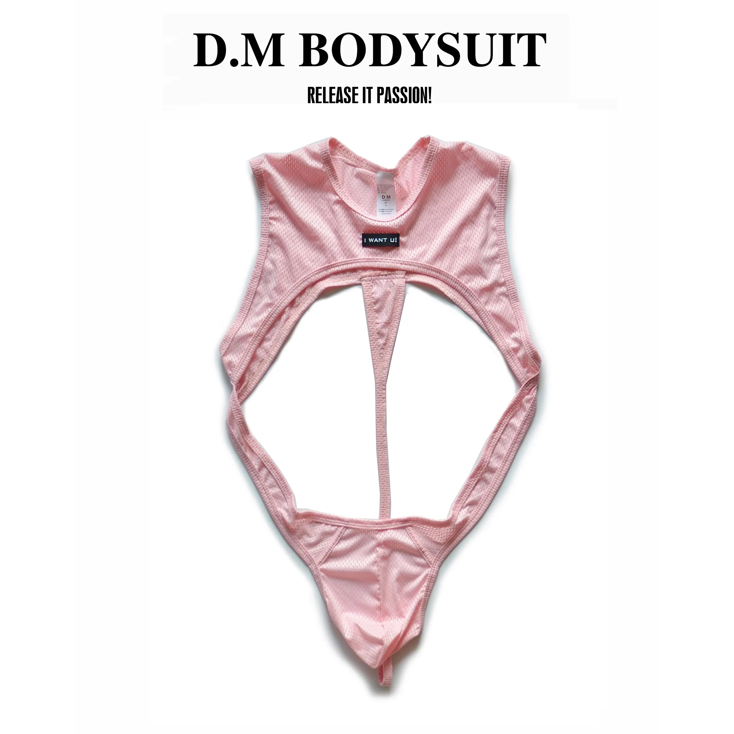 D. M Men\'s underwear sexy one-piece Thong letters solid color breathable mesh suspender fun T-word single personality trend