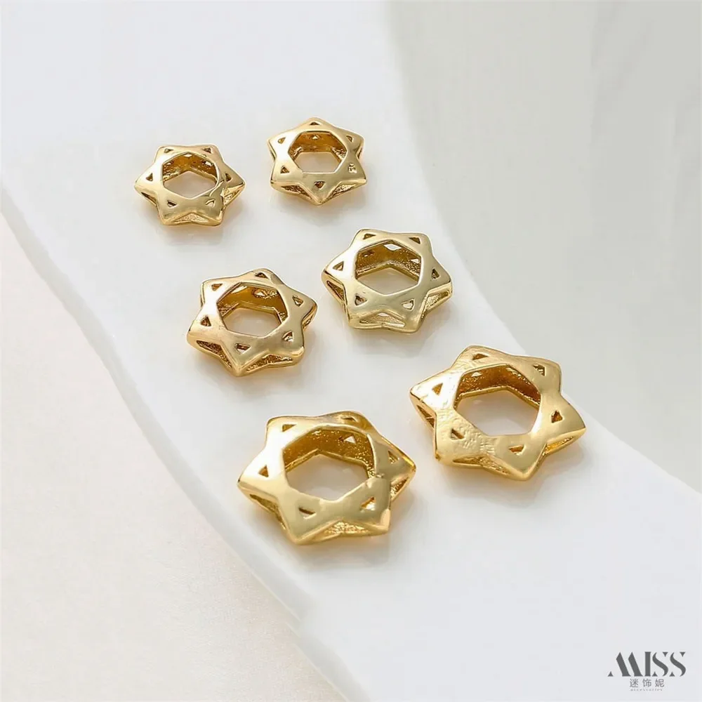 14K gouden tas kleurbehoud hexagram set kralenring DIY handgemaakte sieraden accessoires materialen