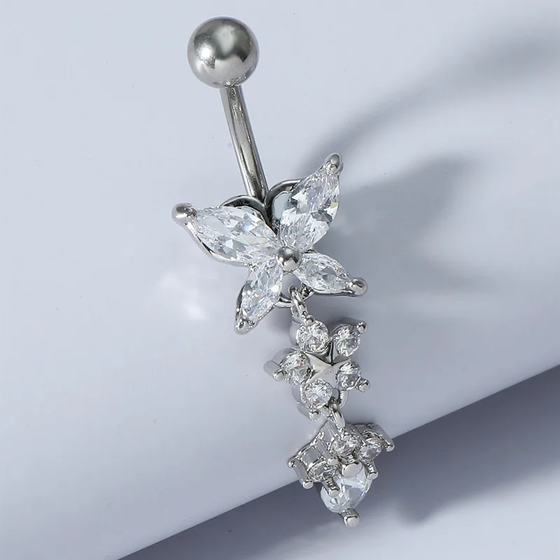 

Piercing Jewelry Zirconia Pendant Belly Button Ring Belly Button Bule Belly Button Pin l Zircon Couple's Je...