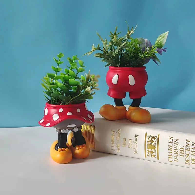 

Disney Mickey Minnie Flower Pots Cartoon Mini Creative Resin Plant Pot Succulents Plants Bonsai Pots Home Decoration Gift