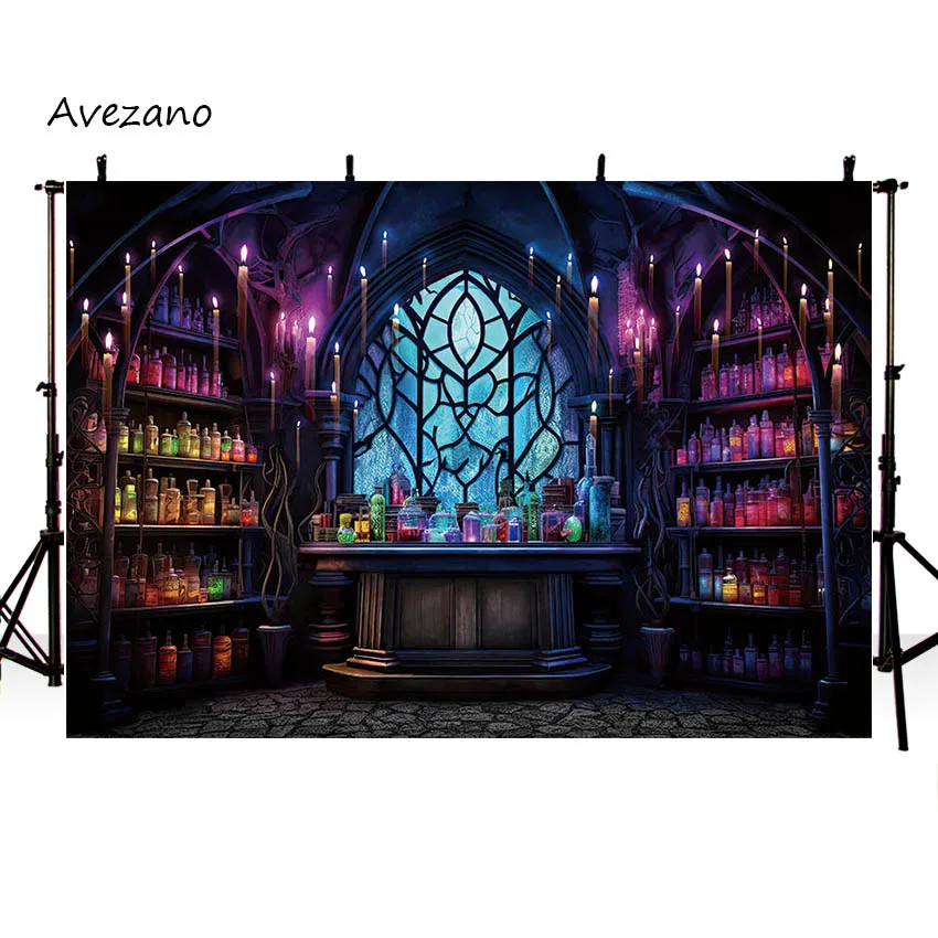 Mehofond Halloween Photography Background Medieval Magic Laboratory Interior Castle Alchemy Laboratory Room Photobooth Props