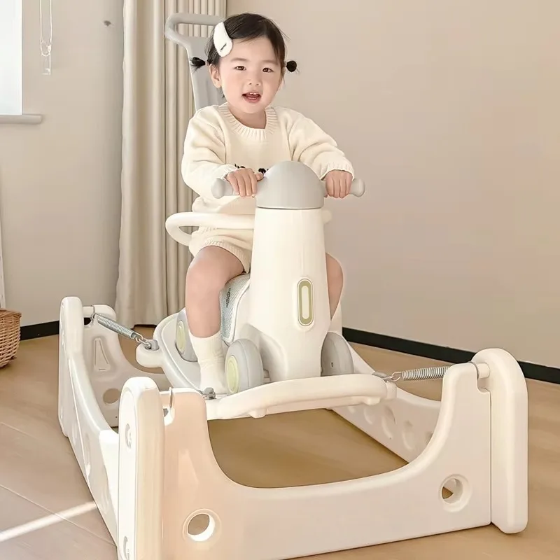 4-in-1 Kids Rocking Horse Multifunctional Ride on Toy Slide Push Car Trampoline Baby Sensory Toy Custom Wholesale for Toddler