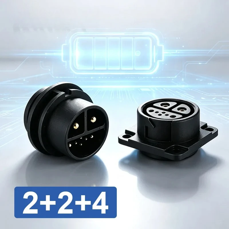 2+2+4 Signal Lithium Battery Plug 6 Pin Power Supply Male Female Socket Electric Vehicle Discharge Waterproof Welding Connector