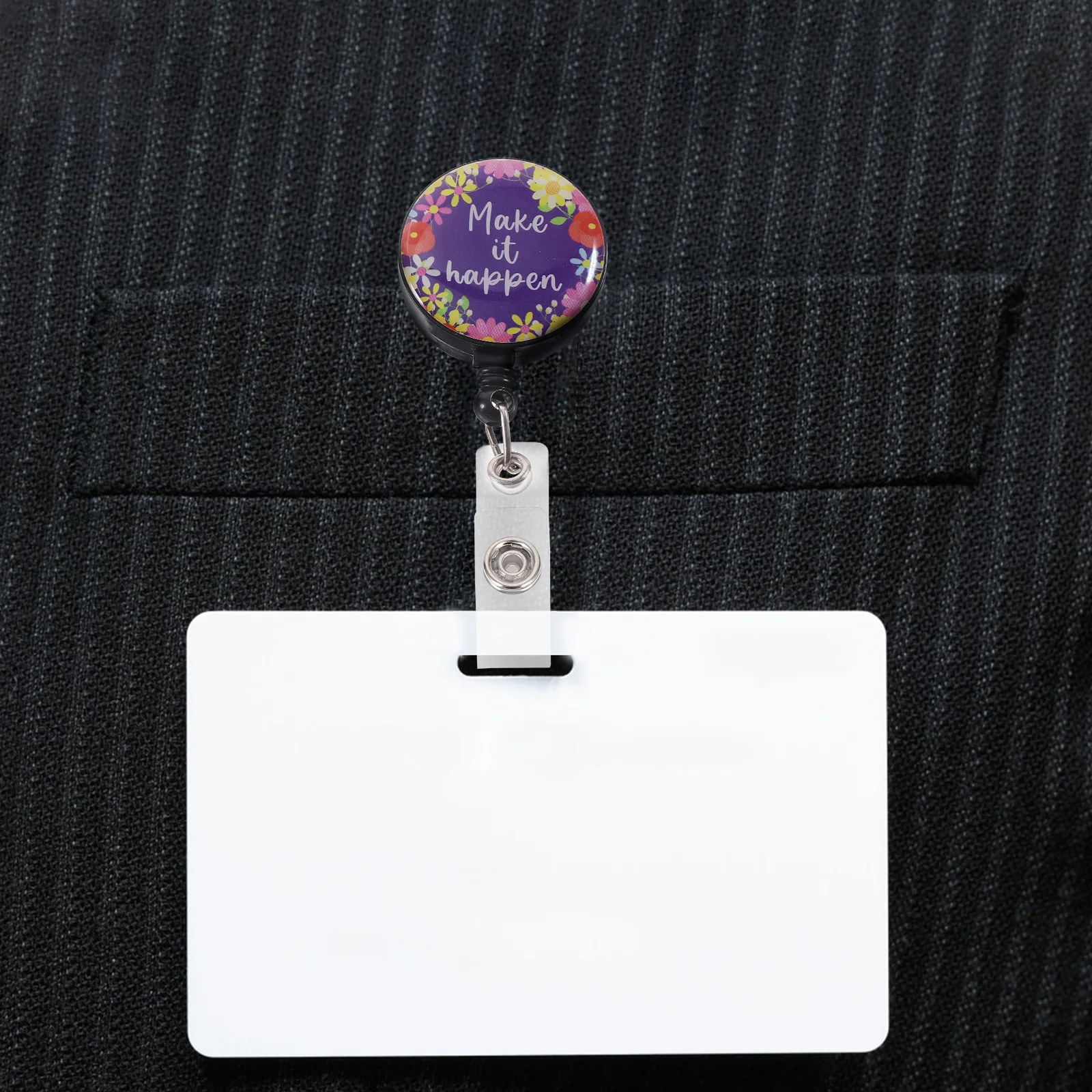 

Nurse Reels Retractable Clip Flowers Design Staff ID Cards Key Accessories Material Portable Use Nurse Holder Work Badge