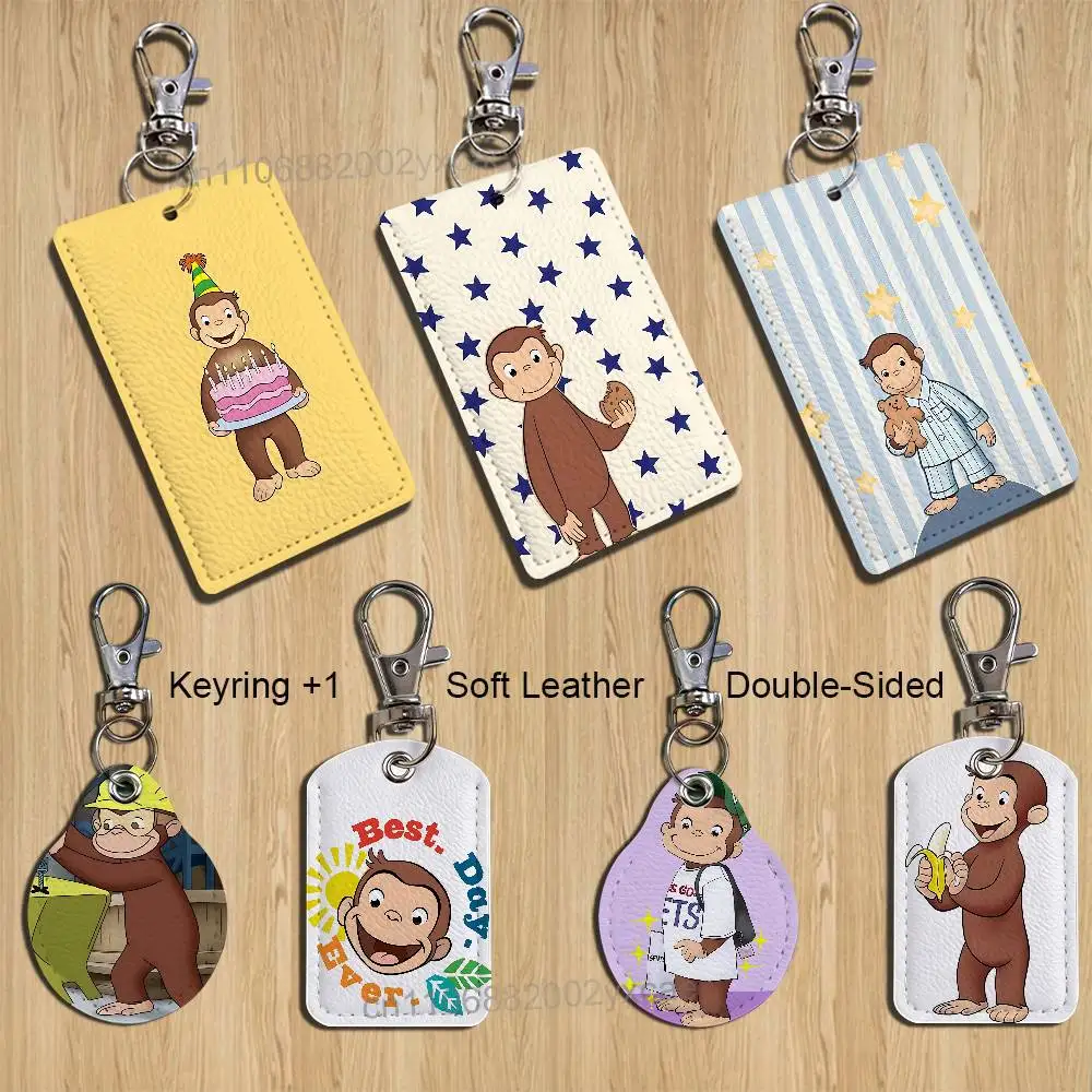 

monkey C-Curious George Card Holder With Keychain Executive Protection For Bank Credit Subway Bus Case
