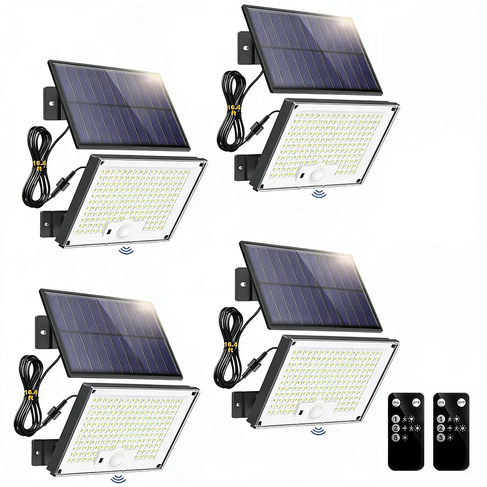 

172 светодиодных солнечных светильников для улицы с датчиком движения, водонепроницаемые IP65, для сада, двора, патио, гаража