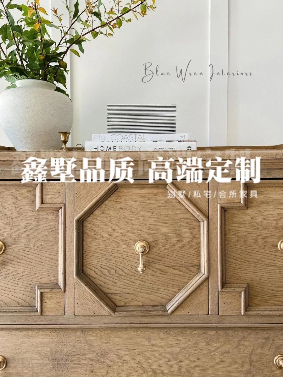 Solid Wood Chest of Six Drawers Bedroom Storage Chest of Drawers Cabinet American Storage Bed Front Cabinet