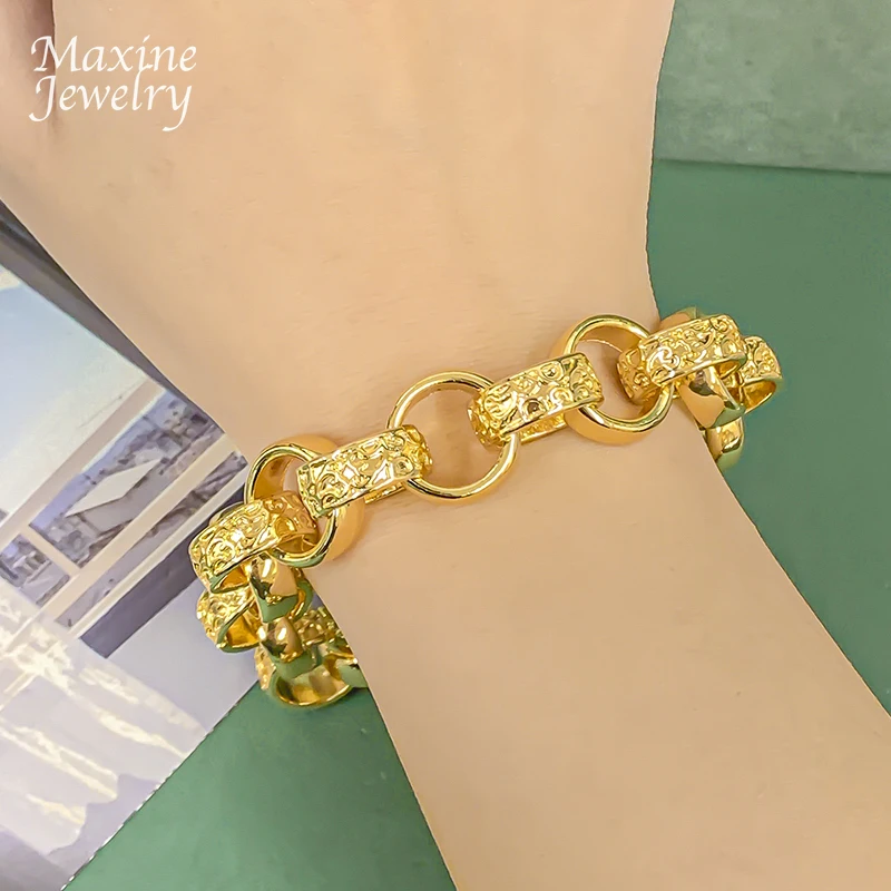 

Золотой позолоченный комплект украшений в стиле хип-хоп: длинное кольцо-цепочка, чокер, ожерелье, браслет. Высококачественный набор для вечеринок и подарков.