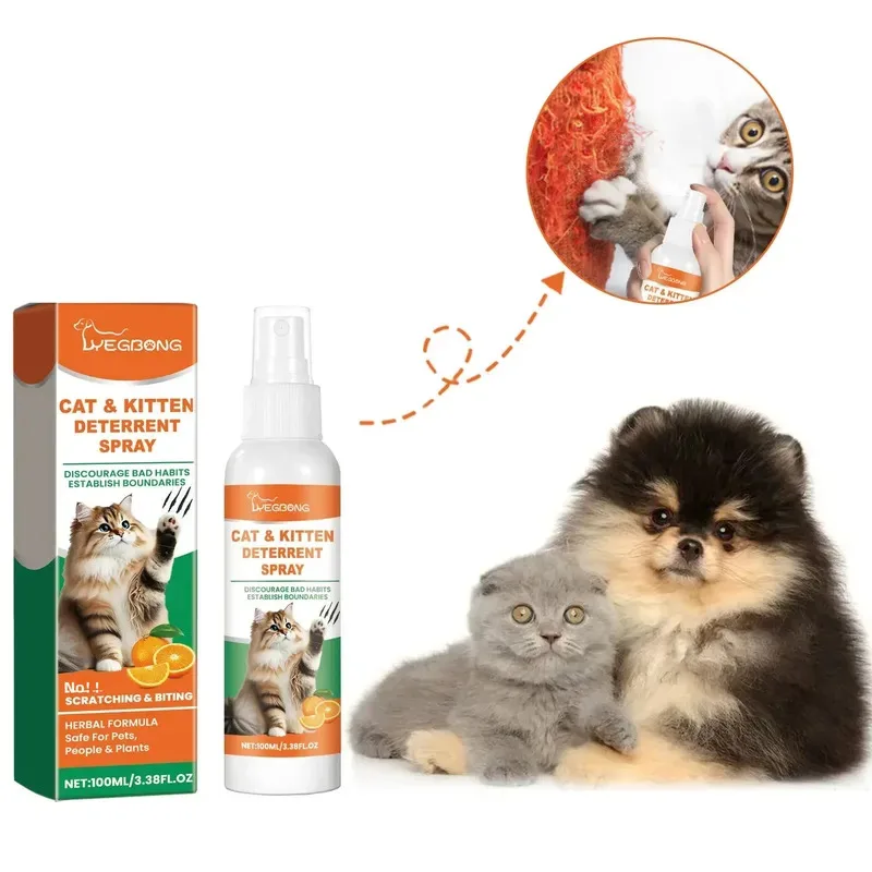 Cat Scratch Deterrent Spray for Training, Helps Stop Scratching Chewing on Furniture Sofa, Odor Control, Safe for Kittens