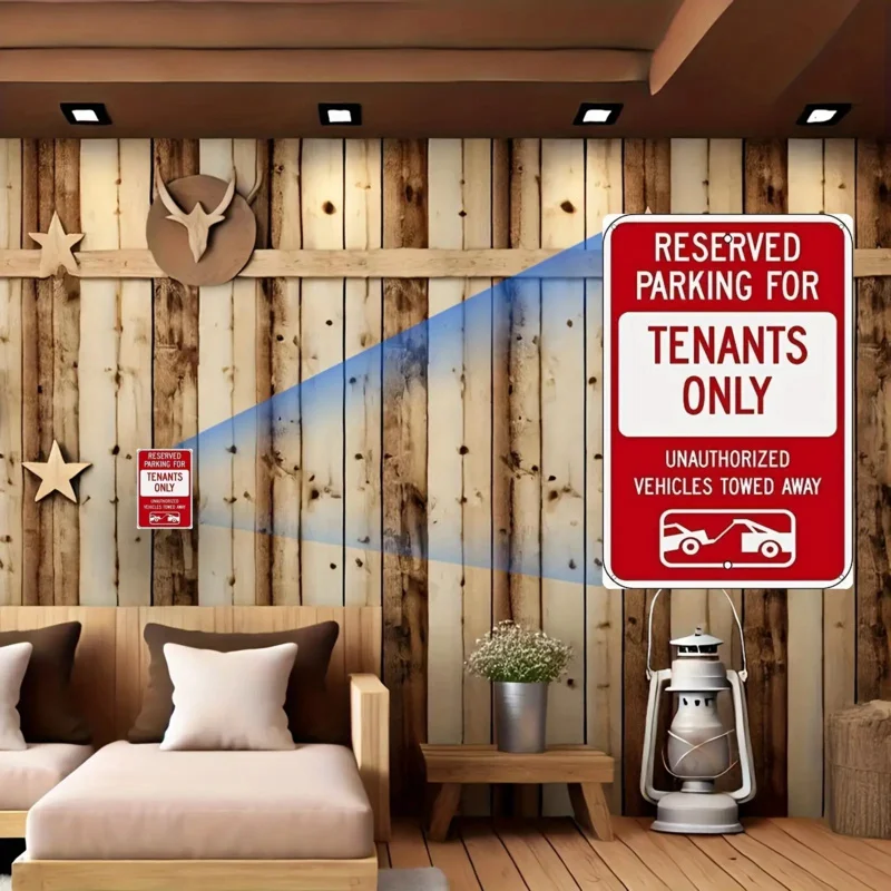 Vintage-Style Tenants Only Reserved Parking Sign - Aluminum Metal Wall Art with Unauthorized Vehicles Towed Away Warning