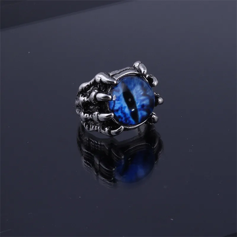 Vintage Gothic Men\'s Punk Colorful Evil Eye Rings For Men Women Fashion Demon Dragon Claw Ring Biżuteria męska Akcesoria Prezenty