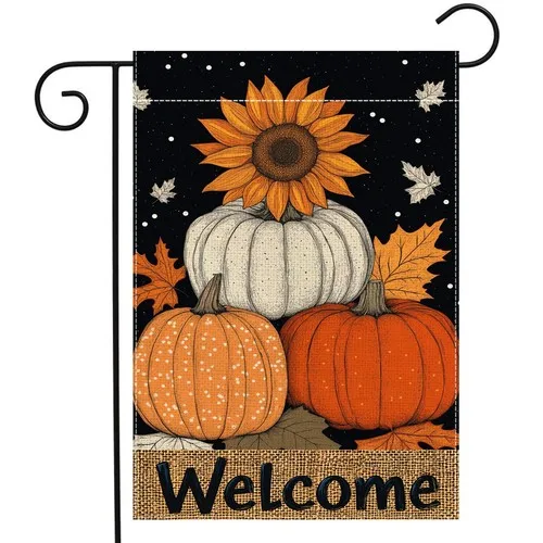 Fall Pumpkin Garden Flag 12x18 Inch Double Sided Thanksgiving Yard Decor YYZ