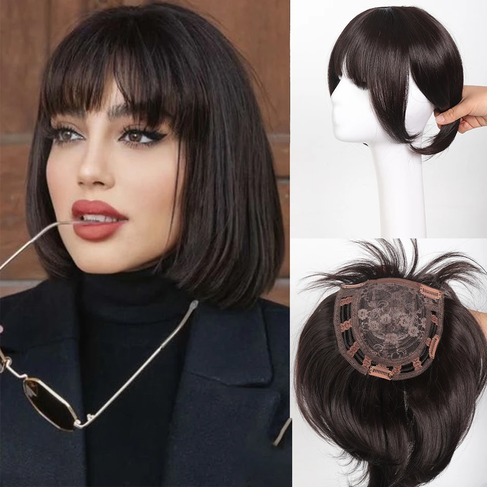 

Air Bangs Heat Resistant Hairpieces Hair Women Natural Short Black Brown Bangs Hair Clips for Extensions Fake Hair Wholesale