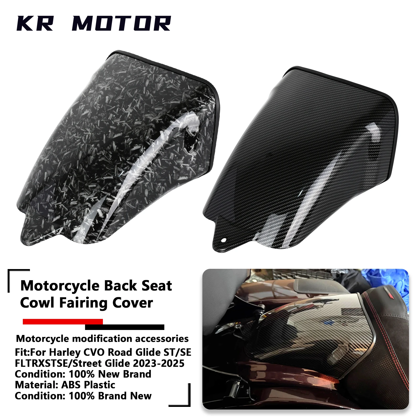 Fit For Harley CVO Road Glide ST FLTRXSE/Street Glide 2023-2025 Motorcycle Seat Cowl Rear Passenger Cowl Fairing Rear Hump Black