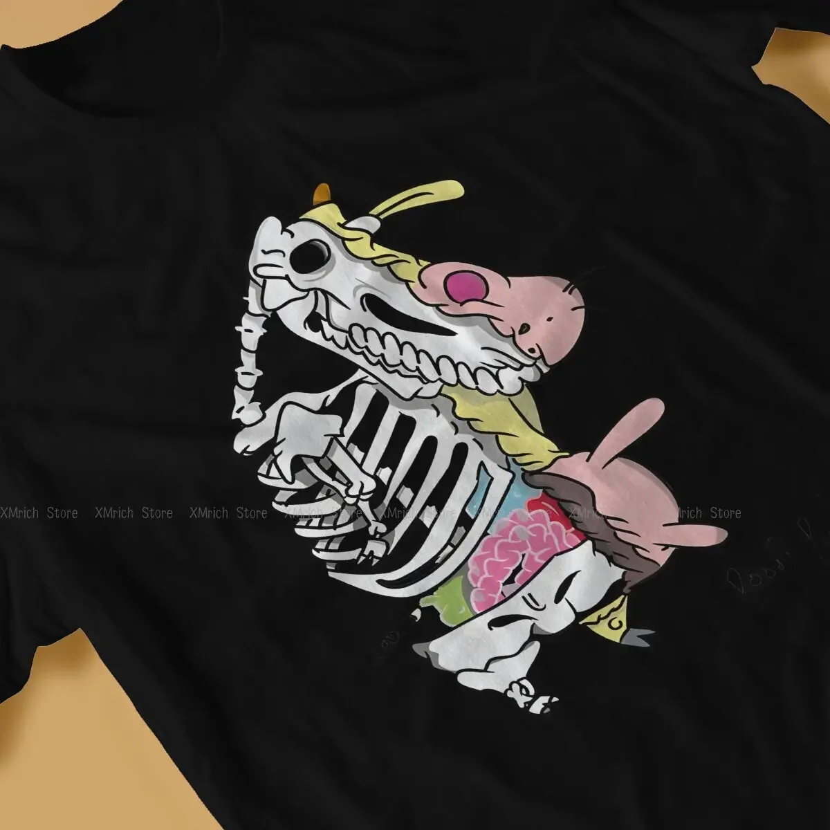 Men's T-Shirts Skeleton Cow Amazing 100% Cotton Tee Shirt Short Sleeve Cow And Chicken T Shirt Round Neck Tops Summer image 4