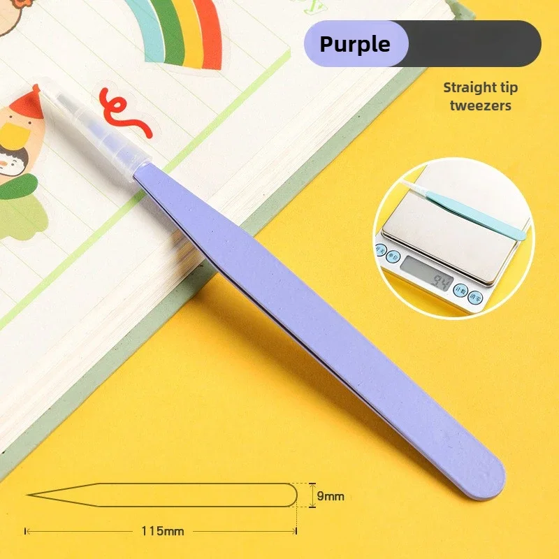 Pinça reta curvada de aço inoxidável, colorida, rosa, azul, roxa, faça você mesmo, pinça de cílios, arte de unha, adesivo, strass, ferramenta de seleção