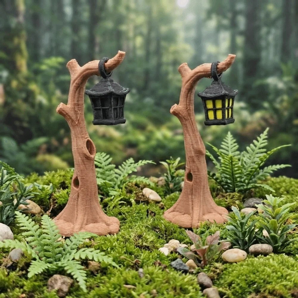 3D Printing Micro Landscape Tree Light Ornaments Plastic Decorative Mini Withered Tree Lantern Detachable Hanging Tree Ornament