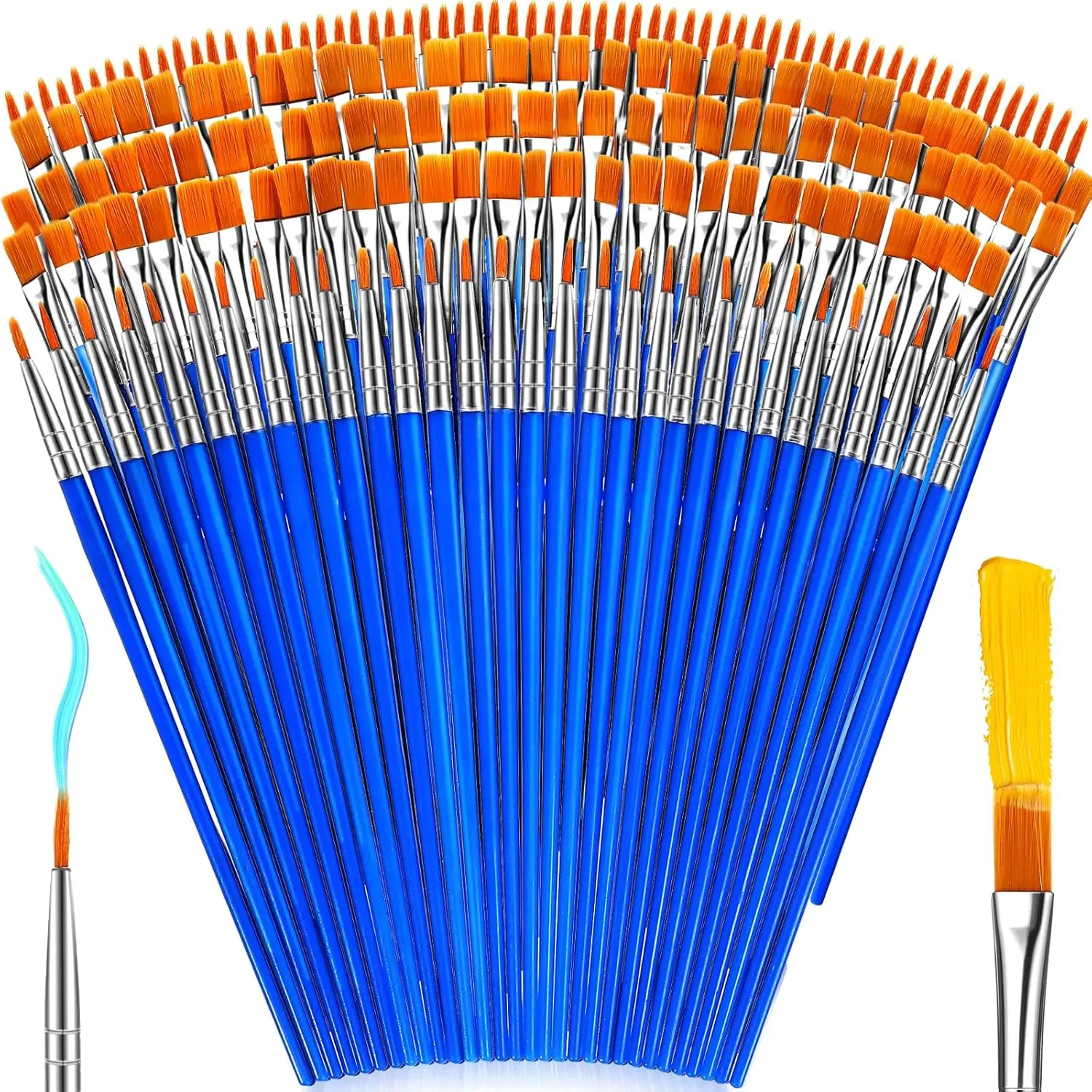 

162 Pcs Paint Brushes Bulk Set for Acrylic Oil Watercolor, Flat & Round Tips for Kids Classroom Crafts