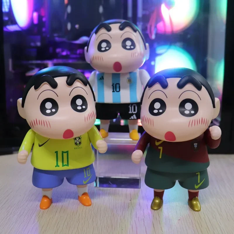 13cm Crayon Shin Chan Figure Cos Lionel Messi Cristiano Ronaldo Neymar Action Figure Pvc Collection Model Statue Toy Kids Gift