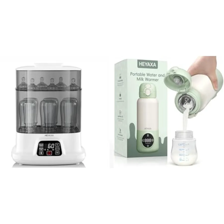 

Portable Milk Warmer Bundle with Baby Bottle Sterilizer and Dryer in White for Travel BPA-Free Plastic Compact Design for Quick