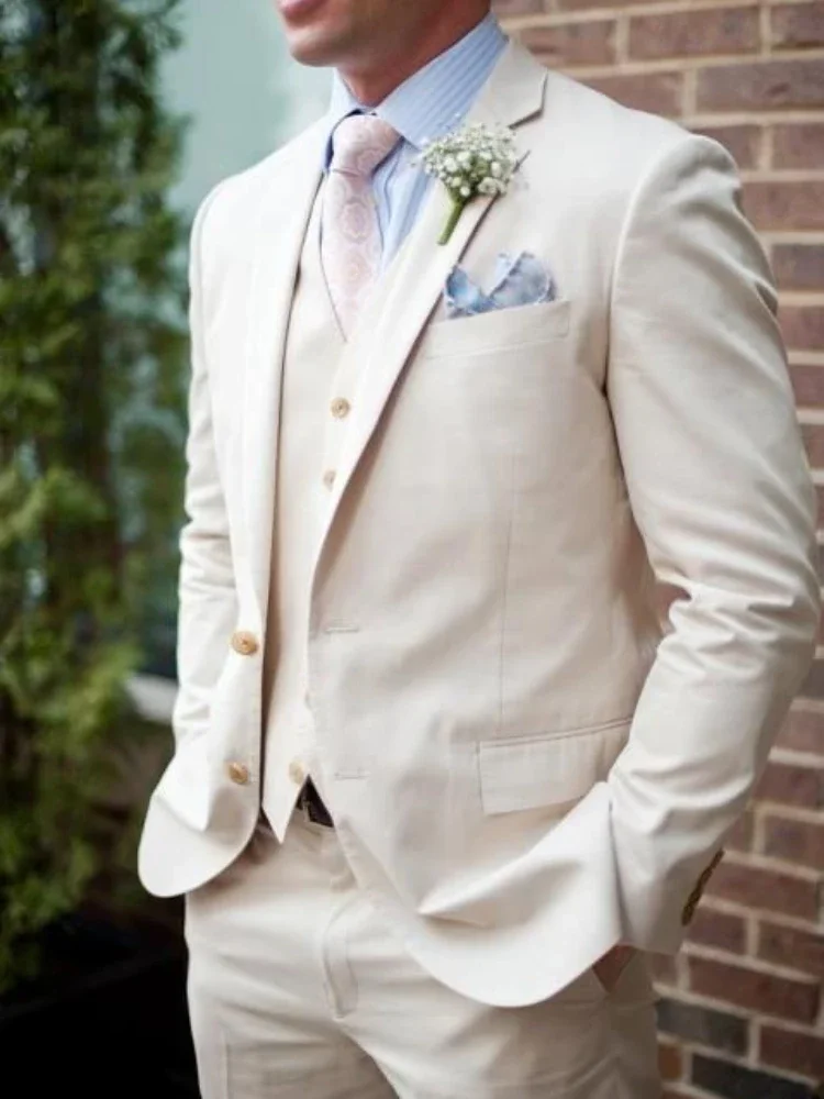 3 Pcs Wedding Suits For Groomsmen Slim Fit Groom Tuxedo Latest Design Custom Prom Party Blazer (Jacket + Vest + Pants) image 4