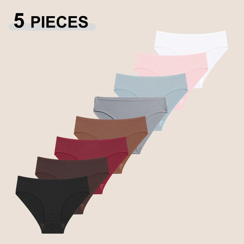 5 Teile/satz Baumwolle Höschen Frauen Slip Jacquard Design Frauen Höschen Sexy Weibliche Unterhose Einfarbig Intime Pantys S-XL