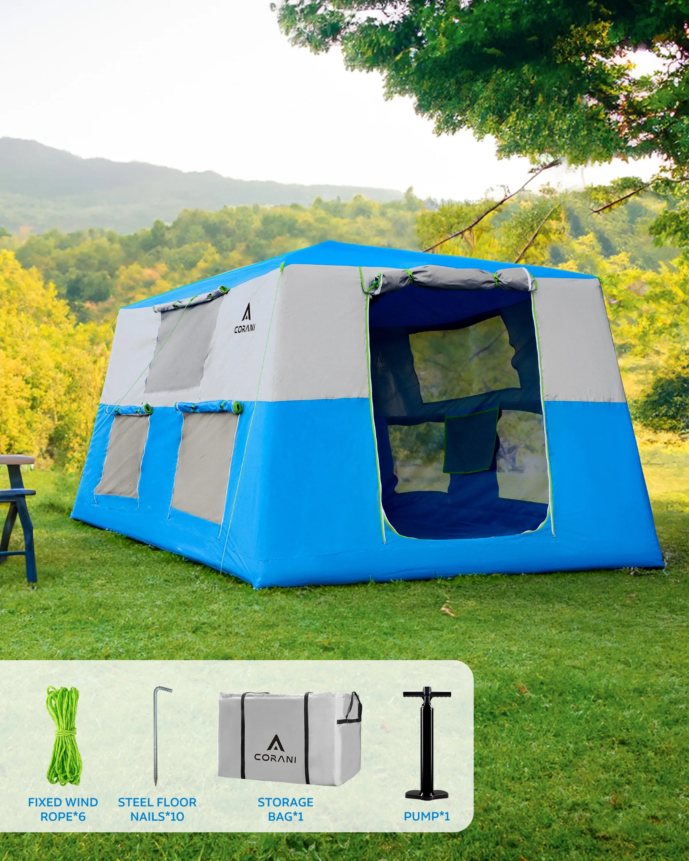 

A Water Proof Outdoor Hiking Foldable Instant Family Camping Inflatable Tent
