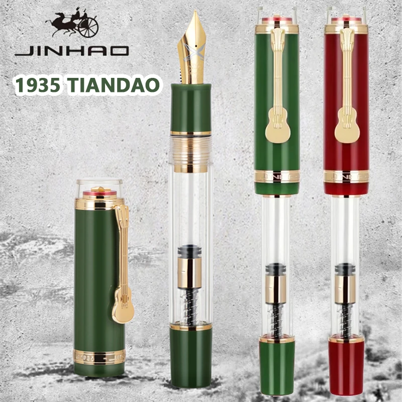 

Ручка перьевая JINHAO 1935 TIANDAO, роскошный зажим для гитары, F/M наконечник меча, из зеленой/красной смолы, канцелярские принадлежности для школы и офиса