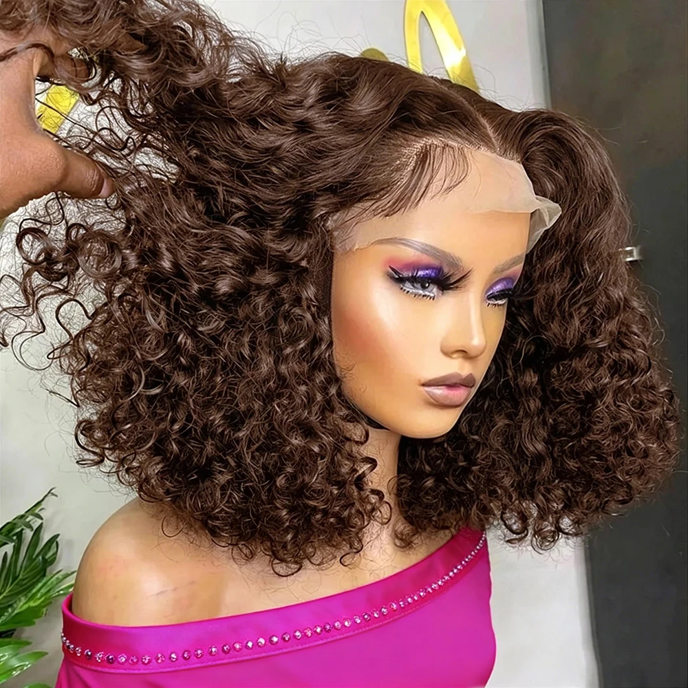 

Brown Bob Wig Human Hair Wig Bob 5X5 Clocure Glueless Wigs 13X6 Hd Lace Front Curly Vietnamese Deep Wave 100% Natural