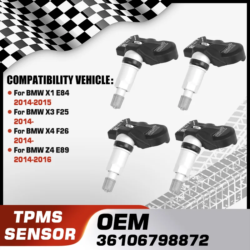 

Car For BMW X1 E84 BMW X3 F25 BMW X4 F26 BMW Z4 E89 TPMS Tire Pressure Sensor Monitoring System 36106798872 36106874830 433 MHz