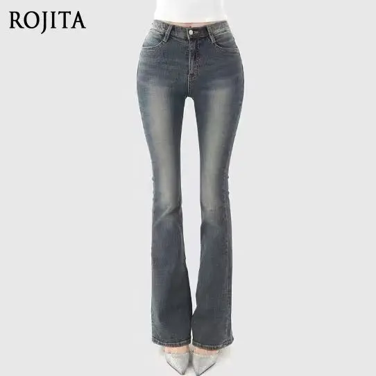 

Blue Jeans for Women Korean Niche Design Stretch Slim Fit Flared Jeans High Waisted Jeans Women Clothing