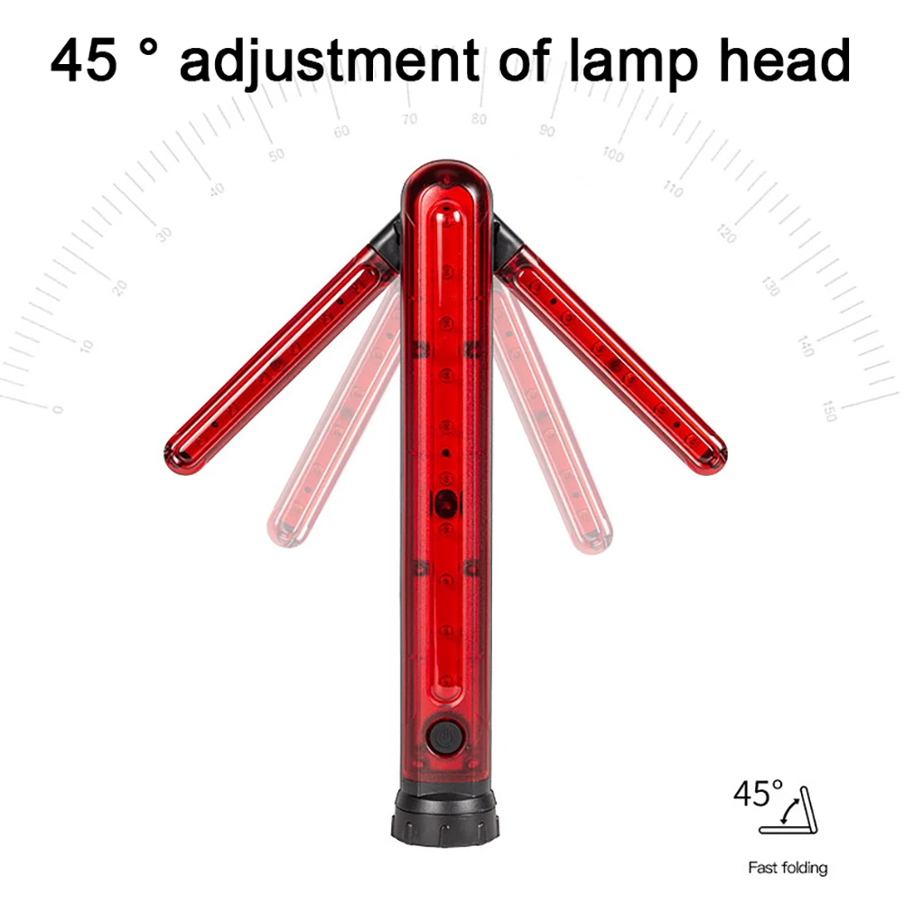 LED Emergency Roadside Flares Light Foldable Safety Arrow Bar Light Magnetic Stand Warning Signal SOS Lamps USB Flashlight