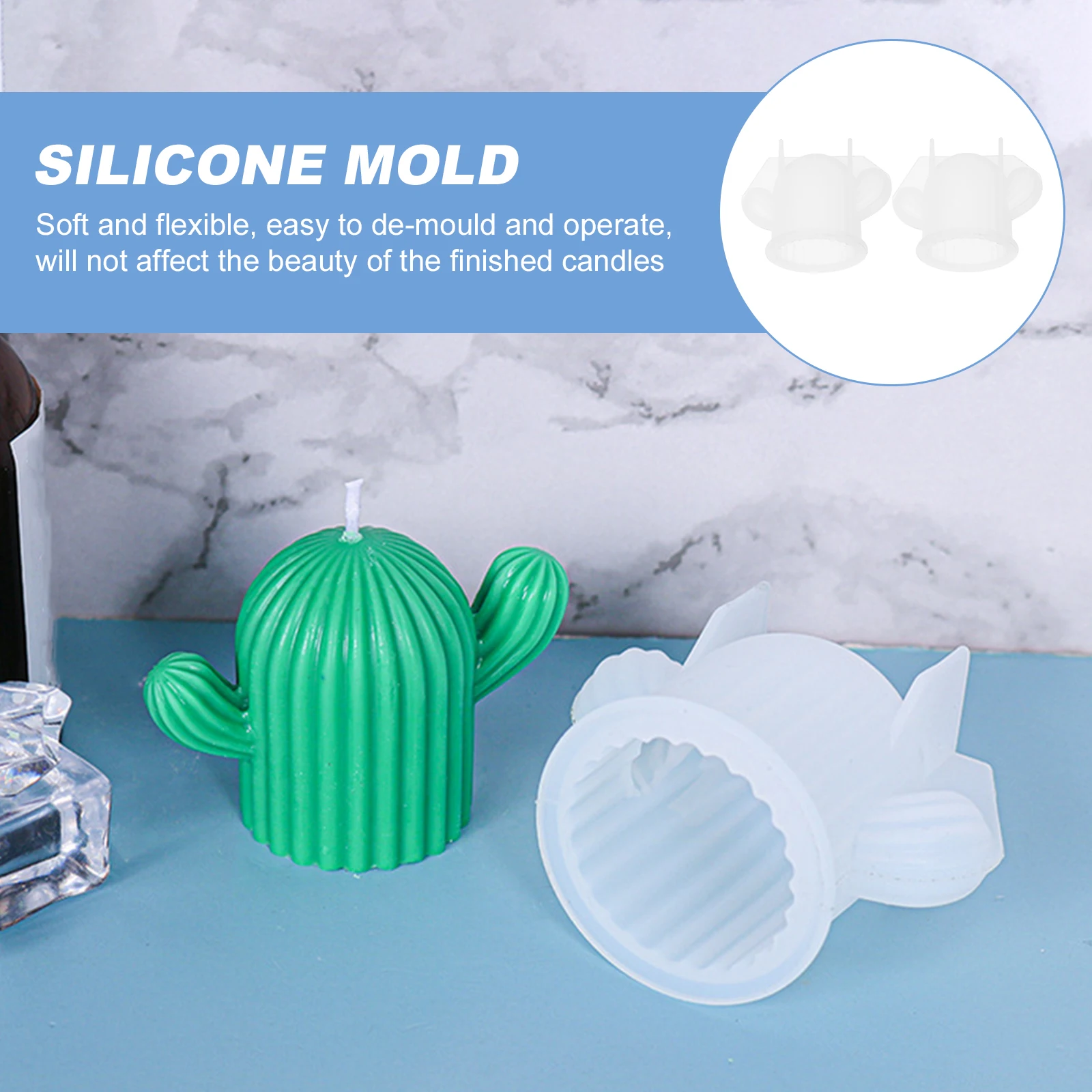 

2pcs Cactus Shaped Silicone Mold Diy Epoxy Mold For Handmade Scented Candles Thickened Easy Demolding Compact Storage