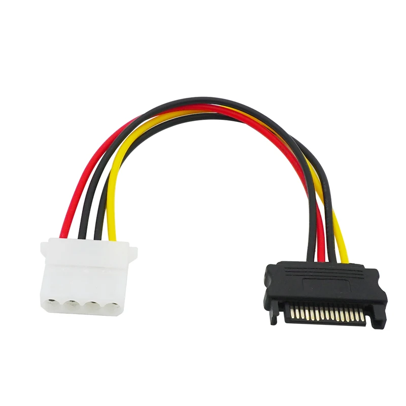 Komputer PC 4Pin IDE Molex Female Ke 15Pin SATA Male F/M Adapter Kabel Power Cord 20Cm 18AWG