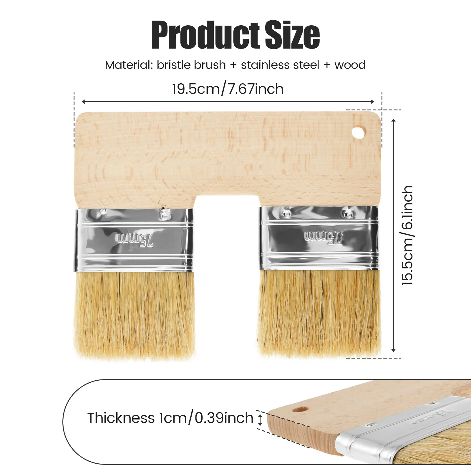 فرشاة طلاء مزدوجة على شكل حرف U فرشاة مزدوجة اللون يمكنك صنعها بنفسك لوازم الحرف اليدوية فرشاة مسطحة مقبض خشبي لأغراء الطلاء والبقع وزيت الألوان المائية