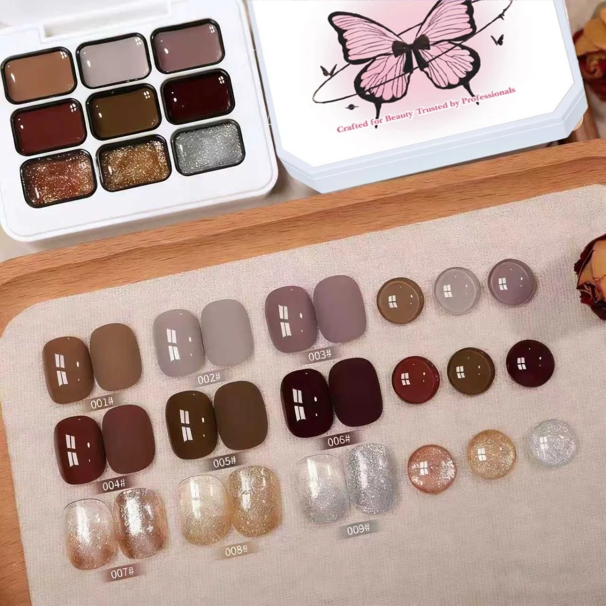 

9-цветный клей для похлопывания, консервы, высокая насыщенность, популярный полутвердый клей для лака для ногтей, женский салонный маникюр, сделай сам