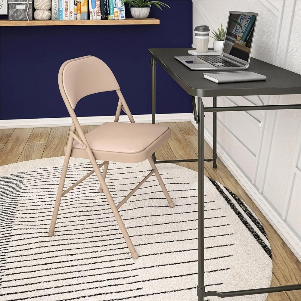 

Vinyl Folding Chair, 4 Pack, Antique Linen