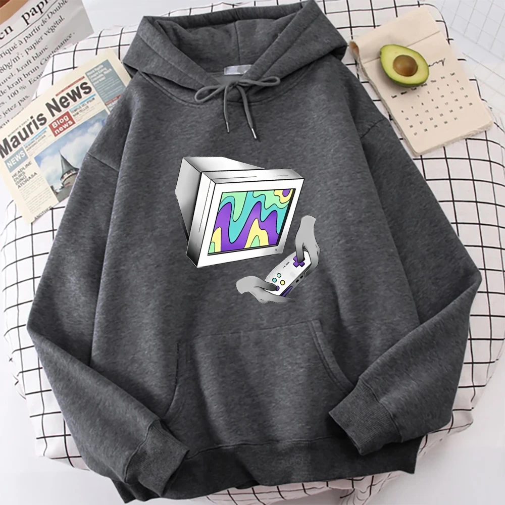 レトロコンソールパーカーノスタルジックなゲームデザイン秋冬カジュアルルーズ長袖クールユニークな快適な布着用トップス