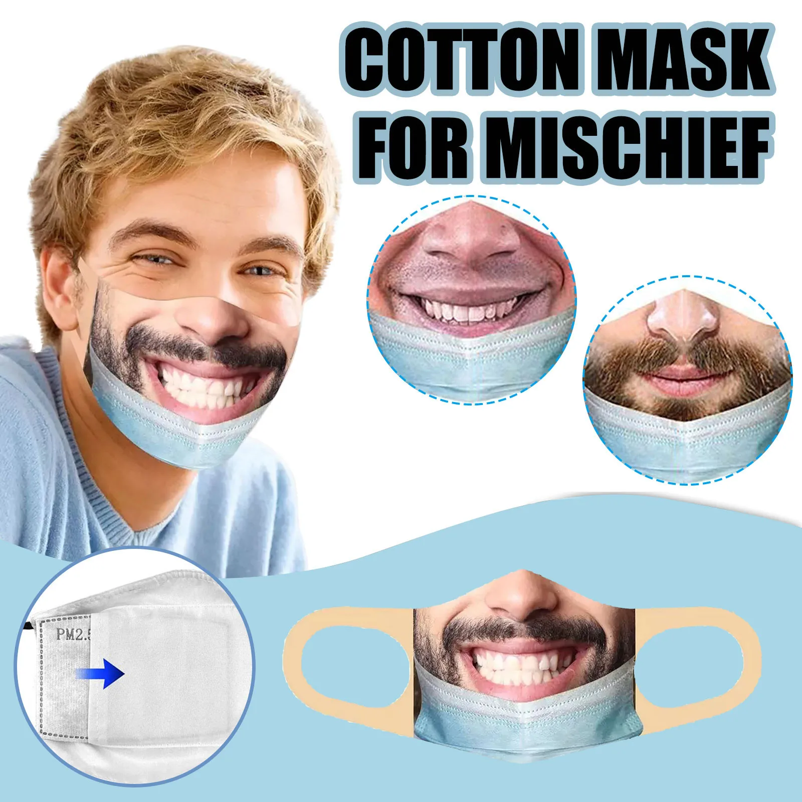 Adult Outdoor Washable Reuse Face Mask Protection Printing Funny Mouth Mask маска для лица mascarillas  máscara قناع マスク