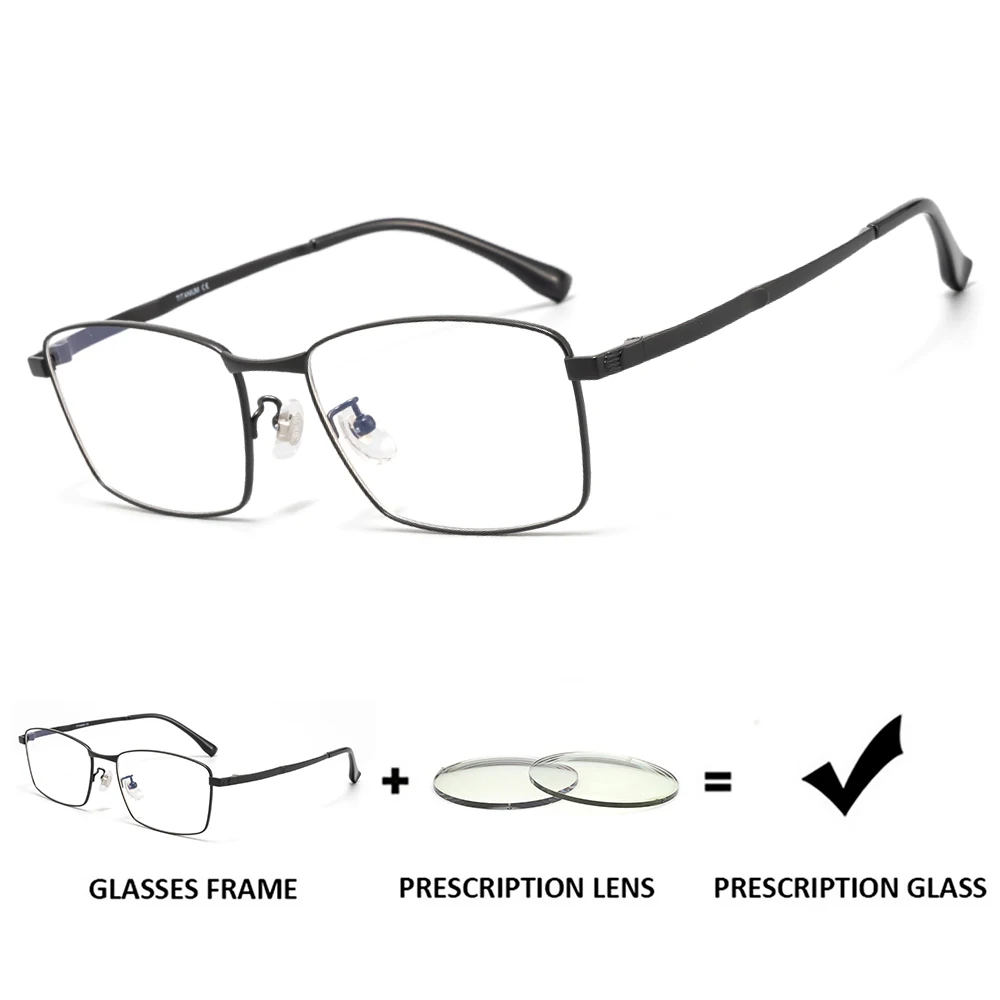 Gesruny New Men Business Metal Eyeglasses Frame Women Titanium Spectacle Glasses Frame Anti Blue Light Fashion Eyewear