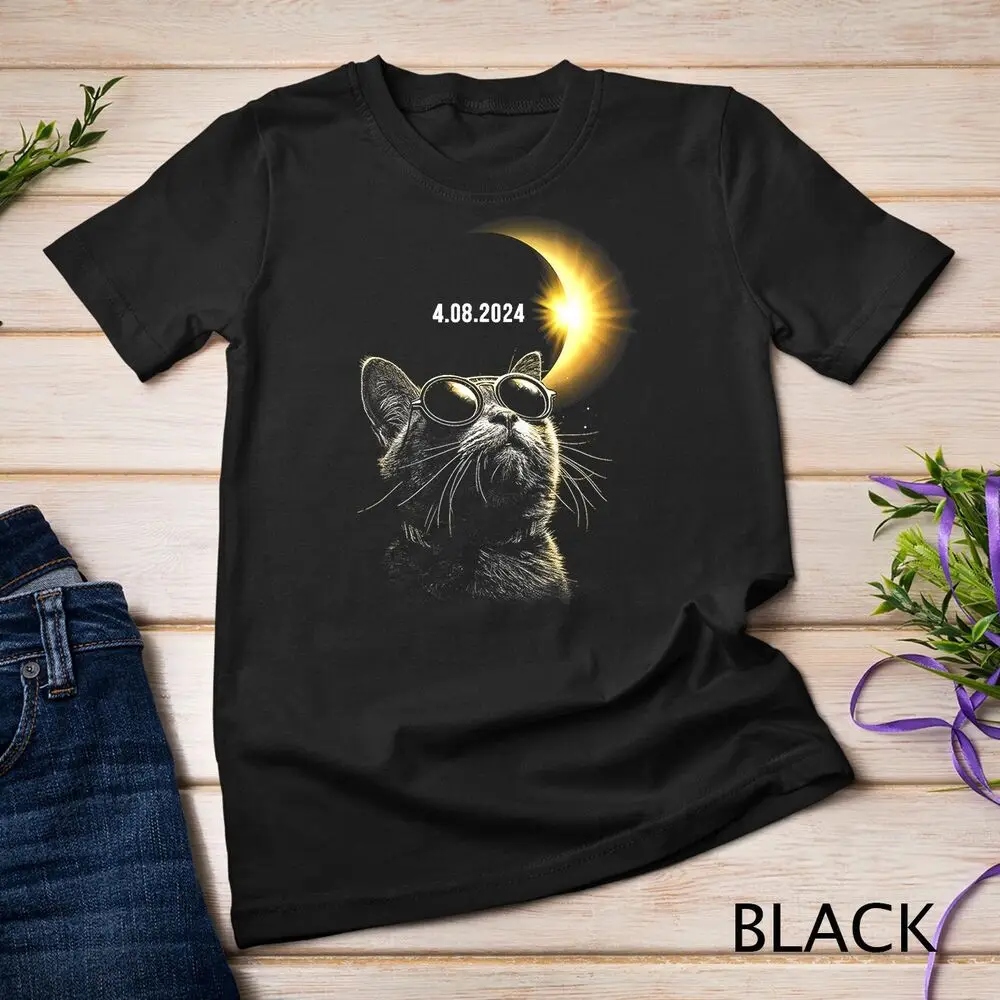 Solar Eclipse 2024 Shirt Total Eclipse April 8th 2024 Cat T-Shirt Unisex T-shirt New Fashion Top Tees