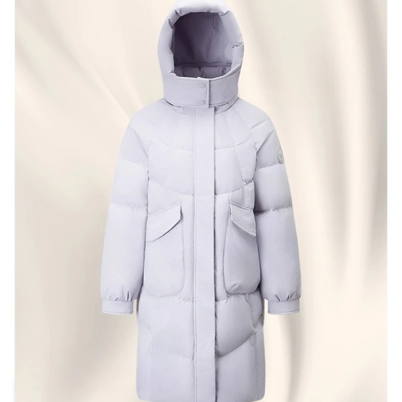 Chericom 롱 여성 겨울 다운 재킷 2025 후드 따뜻한 다운 코트 통근 포켓 루즈핏 재킷 여성 Y309119Y