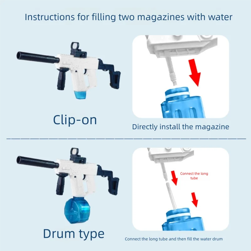 Uzi – pistolet à eau électrique à feu continu à longue épée, deux Magazines, grande capacité, plage en plein air, jouets cadeaux pour garçons et filles