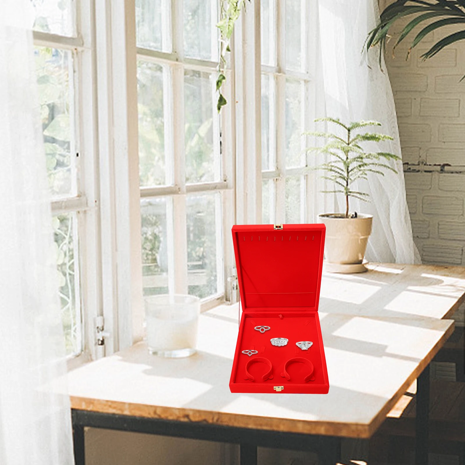 

1pc Wooden Jewelry Box Exquisite Storage Case For Necklace Bracelet Ring Earring Display Container Chinese Style Decorative Box