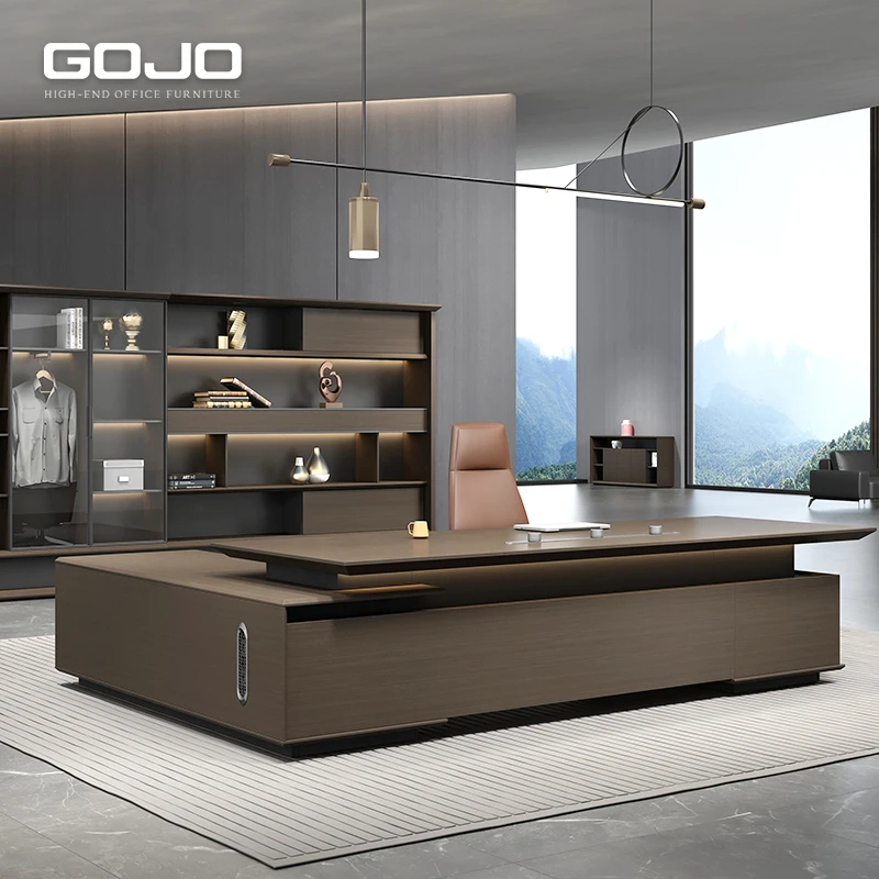 

Modern Luxury Ergonomic Durable Executive Office Desk L-Shape With Drawer High-Tech Water Resistant Wooden Furniture