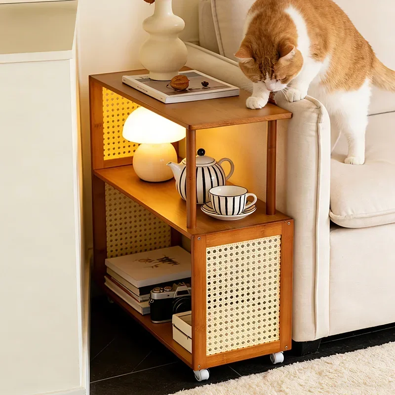 Multi-functional Movable wheeled coffee table Household storage side cabinet Sofa side table